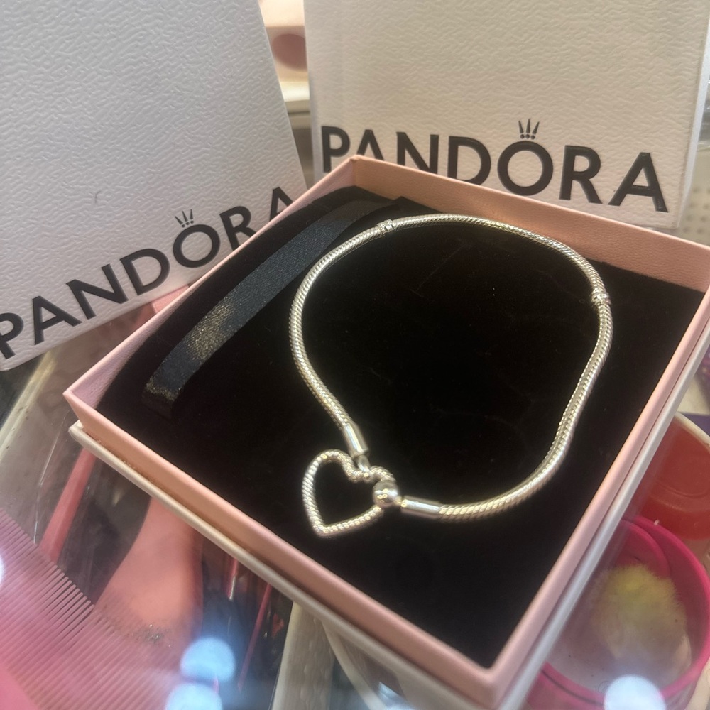 Pandora Silver Bracelet with Heart Accent